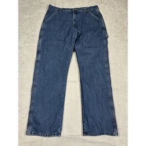 Wrangler Jeans Men 37x33 Blue Fleece Lined Carpenter‎ Workwear Utility Read